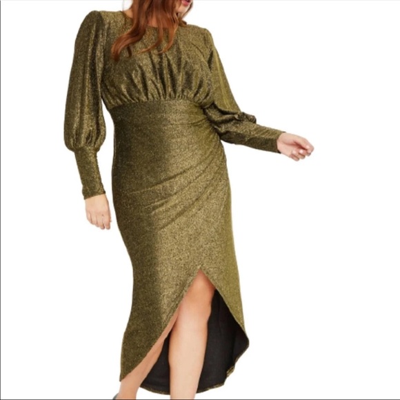 Eloquii Dresses & Skirts - Olive-green glitter Eloqouii party dress